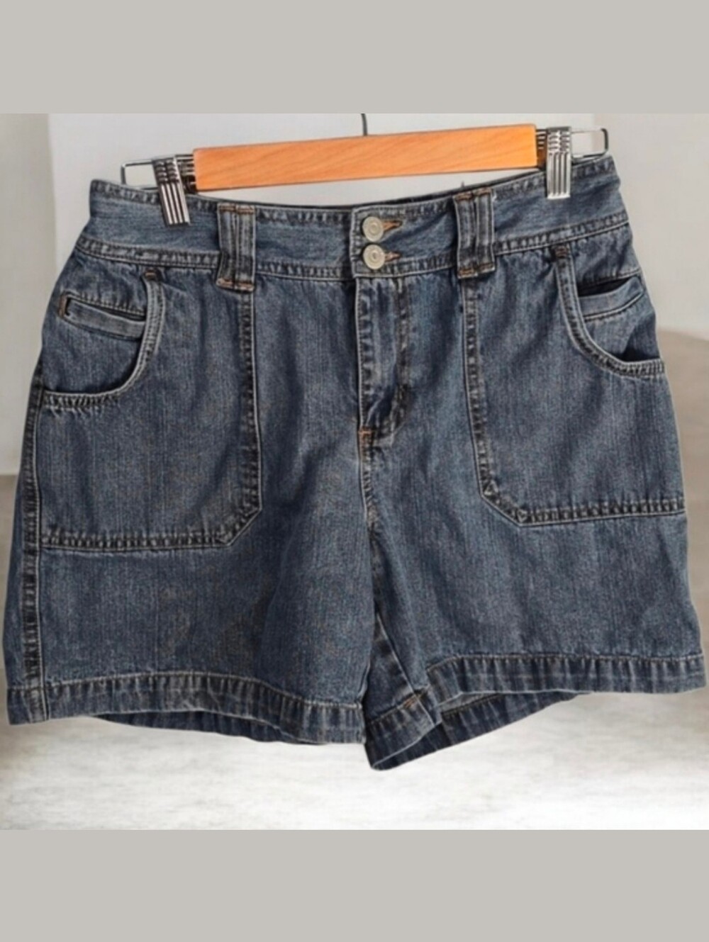 sonoma shorts women's size 10 blue denim jean shorts double-button double button